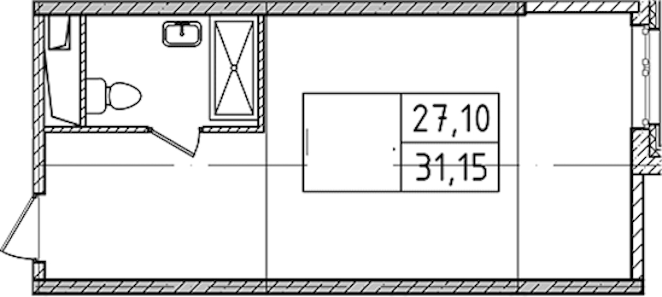Квартира студия 31.15 м², 7/14 эт., Комплекс апартаментов «Ladozhsky Avenir»